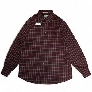 L.L. Bean Plaid Button-Down Shirt Red Green Wrinkle Resistant Cotton